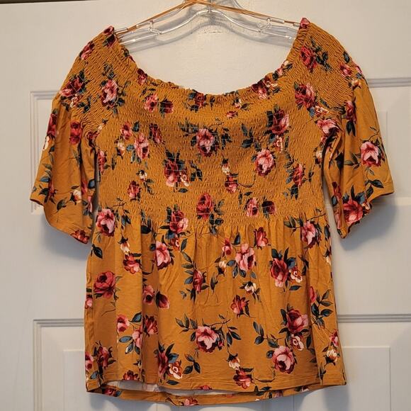 BOHO Shirt by Ricki's Floral Off Shoulder Style Size S/P - Picture 7 of 11